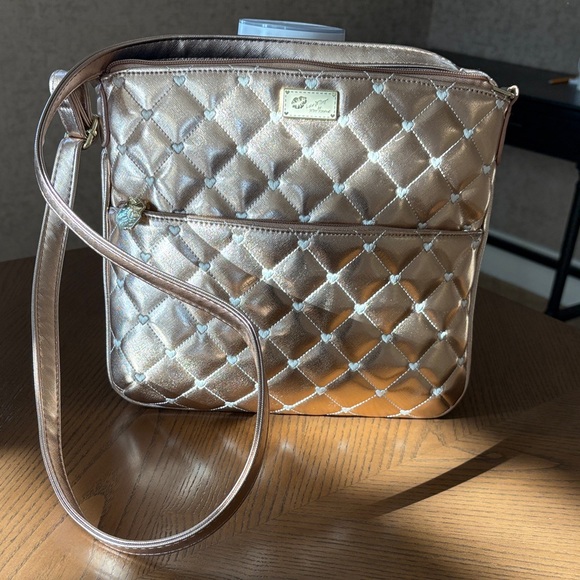 Betsey Johnson Handbags - Luv Betsey by Betsey Johnson Rose Gold Quilted Heart Crossbody Bag